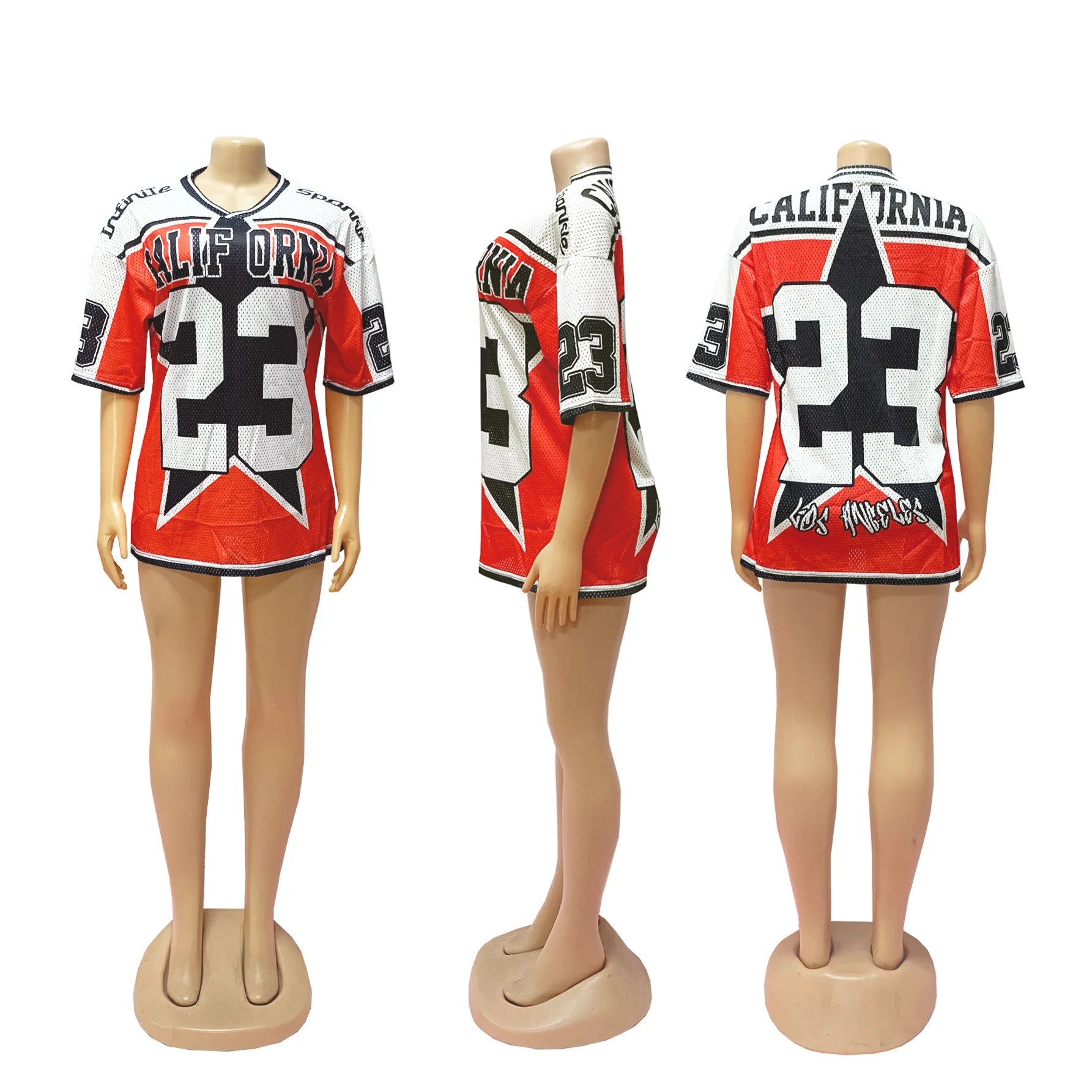 Tw615 verão europeu e americano moda retro solto camiseta casual, camisa esportiva de rua com bloqueio de cor, camiseta longa de manga curta