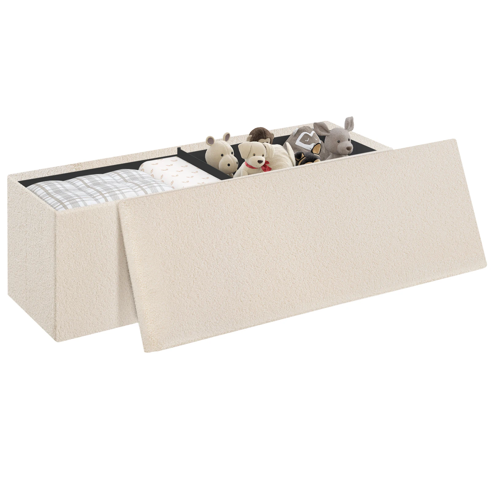 WOLTU Klappbarer Ottoman-Hocker, 2-Sitzer-Aufbewahrungsbank, Eingangsbank, Sofa-Aufbewahrungspouf, Truhe mit abnehmbarem Deckel, Fußstütze, 110 x 38 x 38 cm