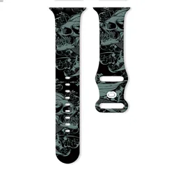 Skull Series Printed Strap for iWatch 11 10 9 8 Silicone Band Replaceable Bracelet for Apple Watch 46mm 44mm 42mm 41mm Watchband