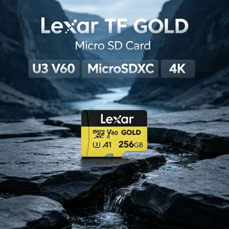 Lexar TF GOLD Professional microSDXC Memory Card A1 C10 U3 V60 128GB 256GB SD Card 4K TF Card for Action Camera
