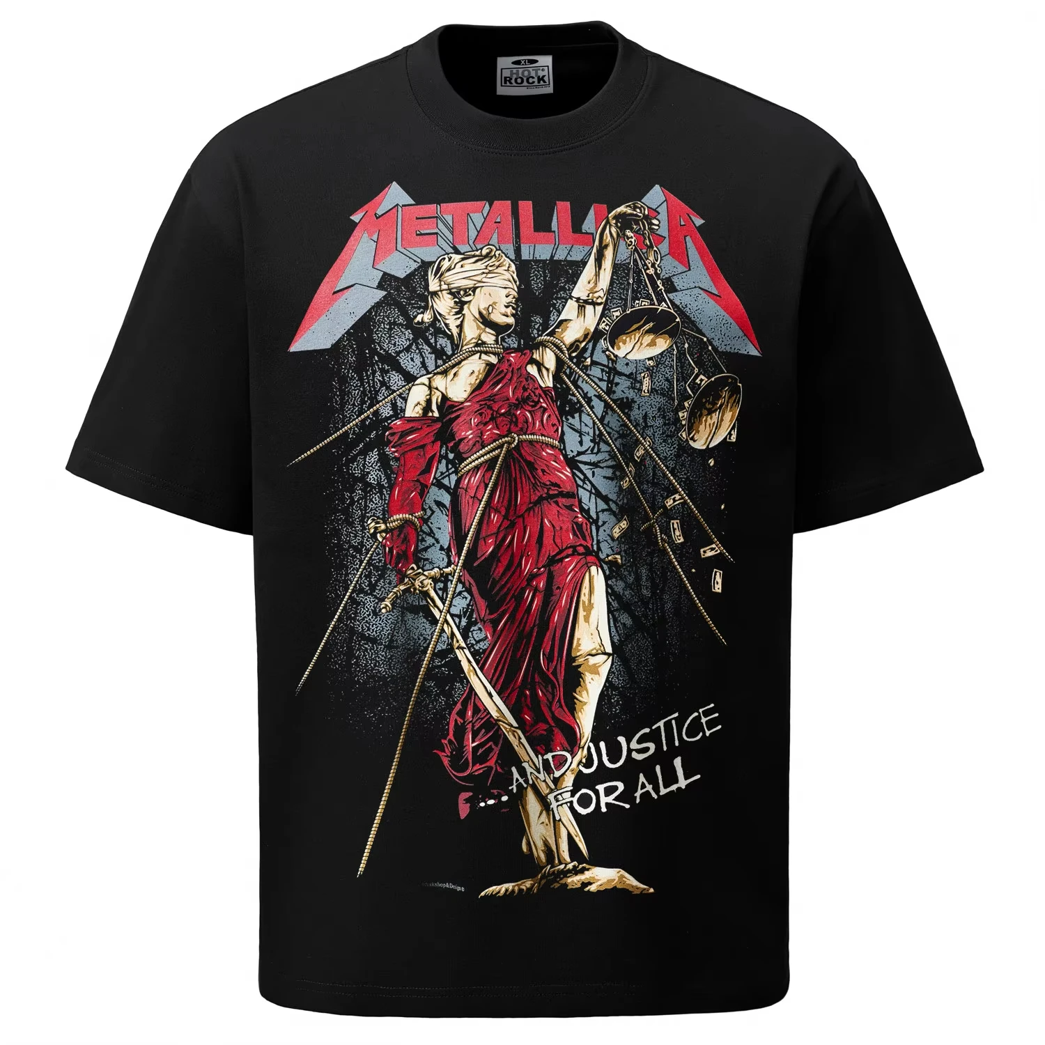 Metallica Justice for All Metal Band Album Graphic Tee T Shirt Men's Women's Unisex Cotton Retro Cool Oversized Short Sleeve Top