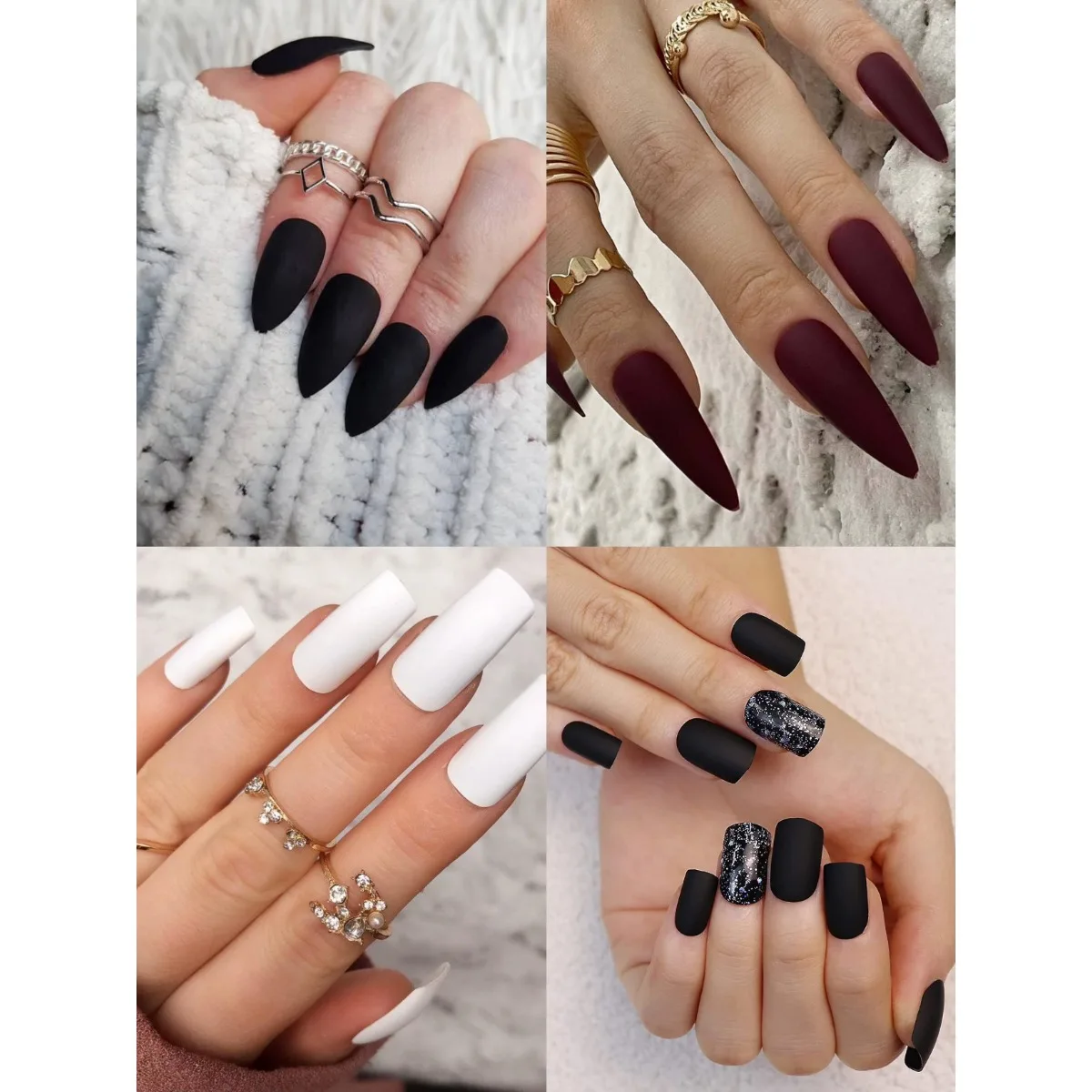 네일 광택제 젤 세트, 블랙, 화이트, 버건디 UV 흡수 네일 젤, 매트 탑 코트 포함, 홈 네일 살롱 초보자용, 2 개