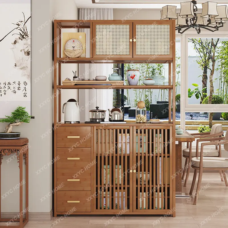 Solid Wood New Chinese Style Duobao Pavilion Living Room Office Tea Cabinet Shelf Partition Tea Cup Shelf