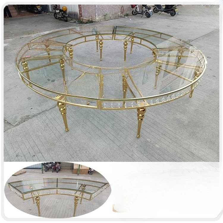 Hotel banquet banquet round table, wedding stainless steel gold