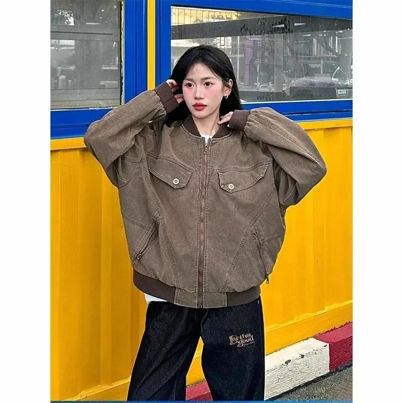 

Ретро однотонная лоскутная спецодежда Jaet ex, осенняя винтажная свободная вельветовая верхняя одежда для пар, молодежная теплая мода