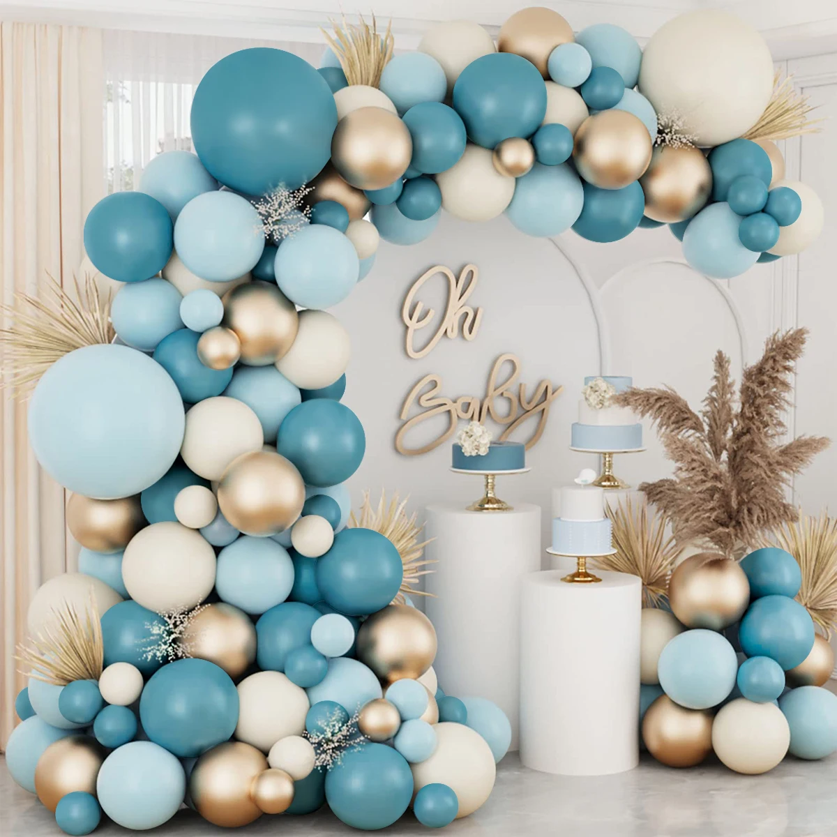 Macaron Blue Balloon Garland Arch Kit Happy Birthday Party Decoration Kids Boy Baby Shower Ballons Wedding Party Supplies