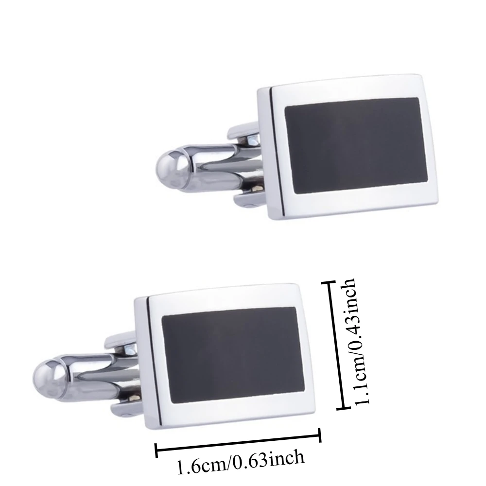Classic Black Onyx Square Cufflinks Men Silver Plated Metal Cuff Links Business Wedding Formal Shirt Accessories Groom Gifts