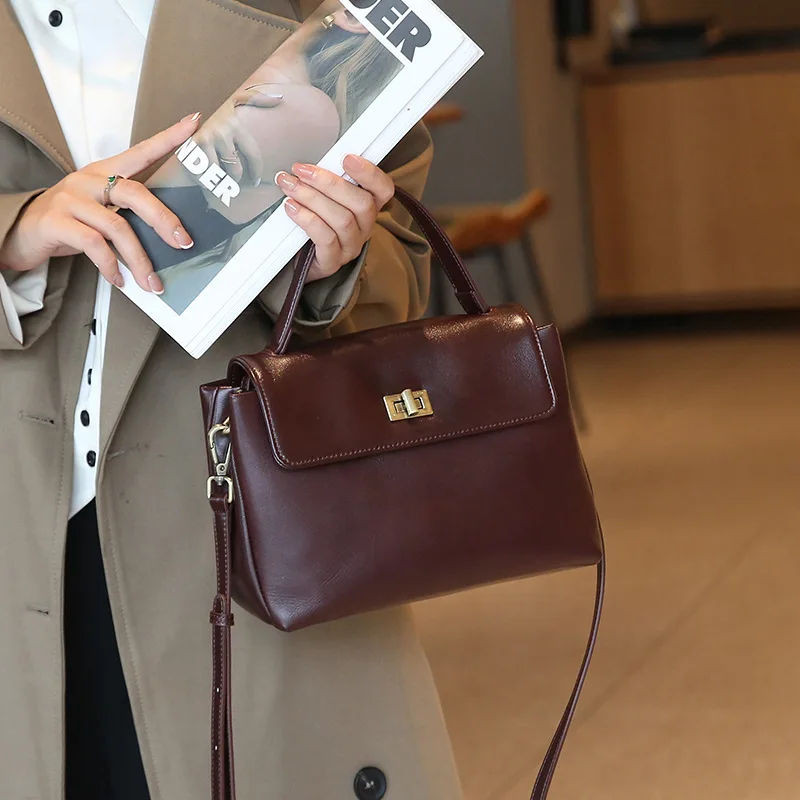 2026 New Arrival Premium Genuine Leather Women's Crossbody Bag Retro Shoulder Bag Fashion Versatile Commuter Handbag