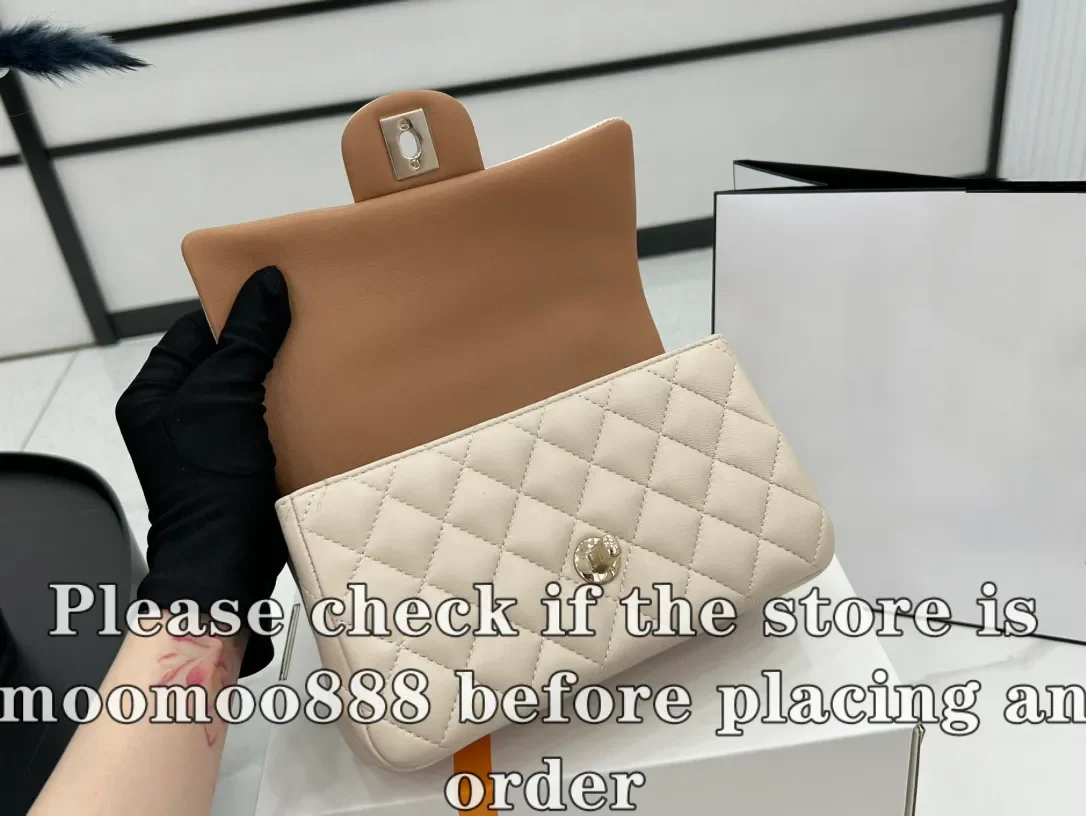 

12A All-New Mirror Quality Designer Classic Flap Handle Bags Mini 20cm Womens Lambskin Quilted Purse Luxurys Handbags Genuine Le
