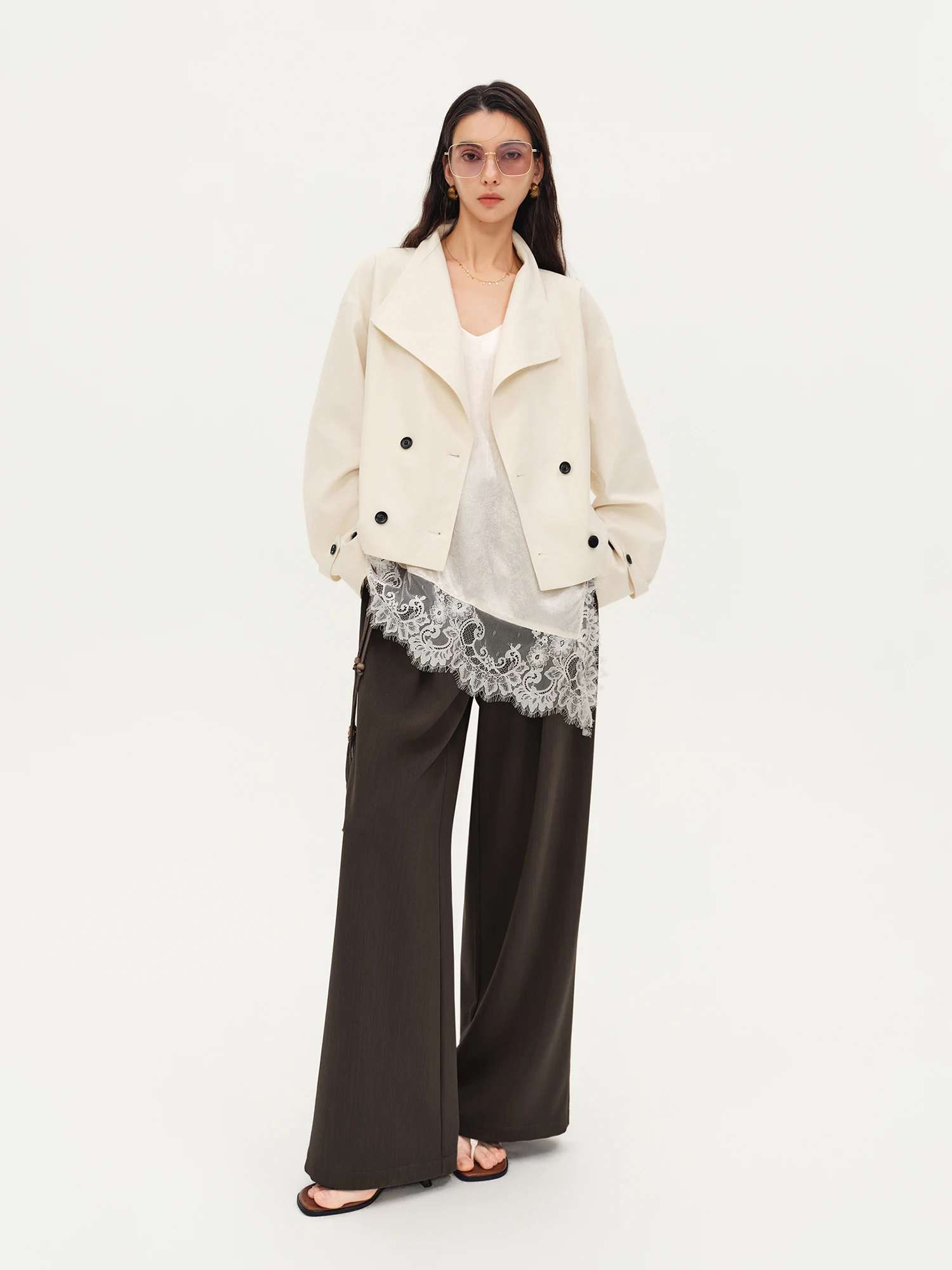 ZIQIAO 2026 Herbst Damen Elegante Drapierte Weite Freizeithose - Entspannter, bodenlanger Stil für Bürofahrten und den Alltag – Detail 11