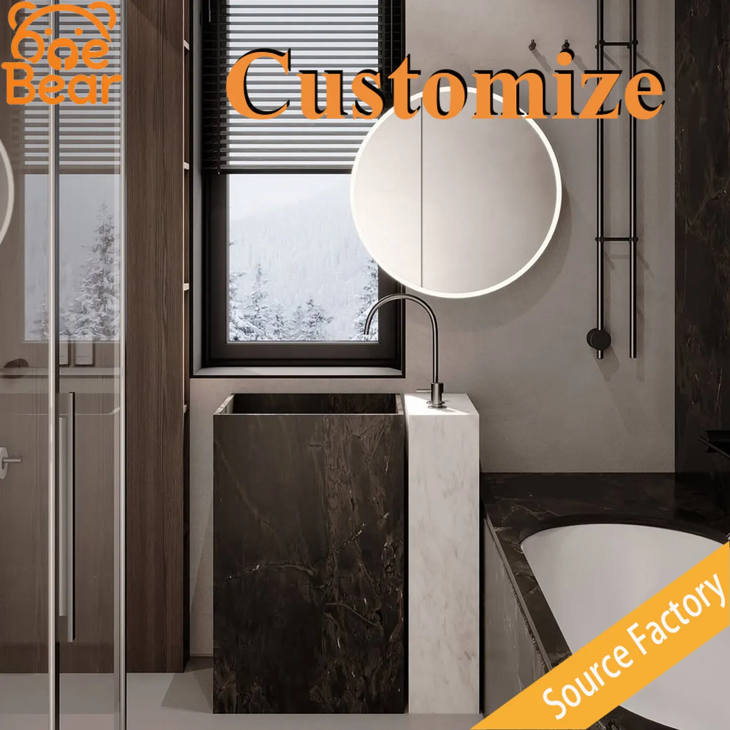 

Polished marble washbasin, natural white textured solid stone washbasin, custom sizes available, suitable for boutique hotels.