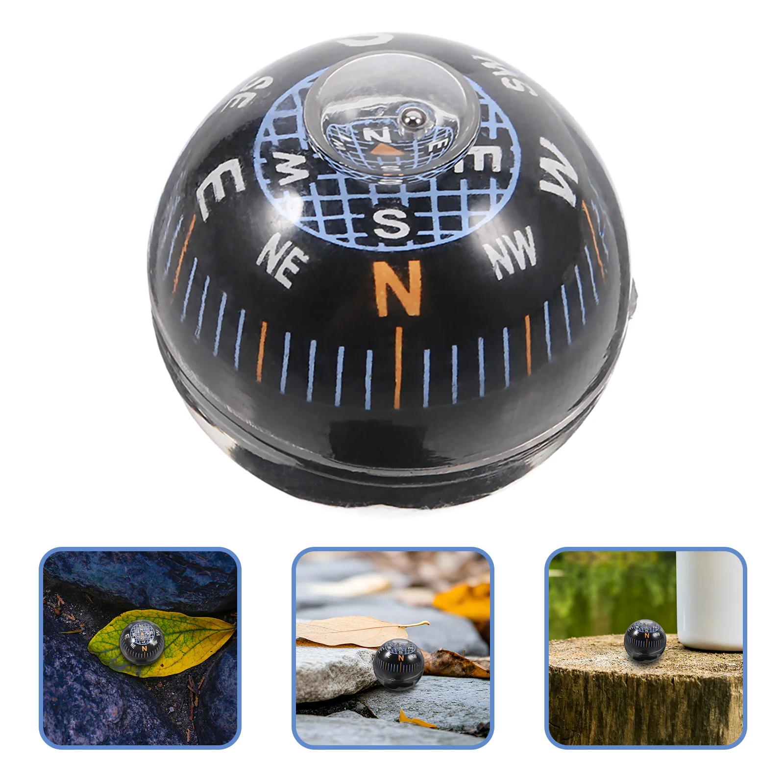 Black Guide Ball Spherical Compass Durable Plastic Kids Compass Watch Automotive Dashboard Mini Car Motorcycle Small