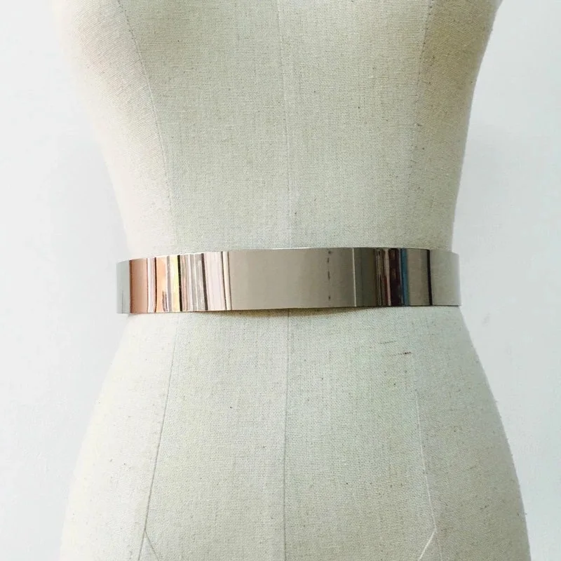 Trendige Spiegel-Metallplatte, Taillengürtel, Korsett-Kette für Damen, europäisch-amerikanischer Stil, Kleider, dekoratives Accessoire, 2 cm, 3 5 cm Breite – Detail 17