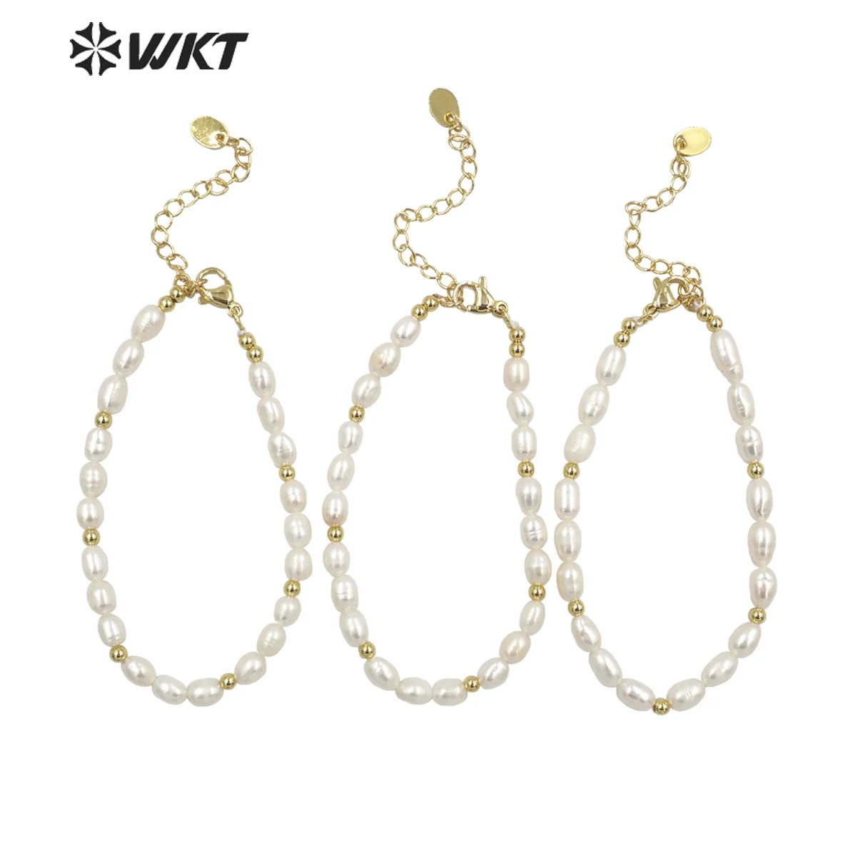 

WT-MPB070 Wholesale fashion precious Natural Freshwater Rice Pearl beads Bracelets Women Gorgeous hand strand real pearl