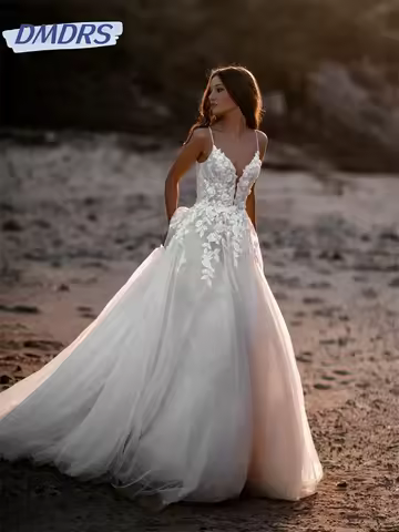 Elegant Customized Sleeveless Wedding Dress 2026 Stylish Tulle Bridal Gowns Charming Backless Evening Dress Vestidos De Novia