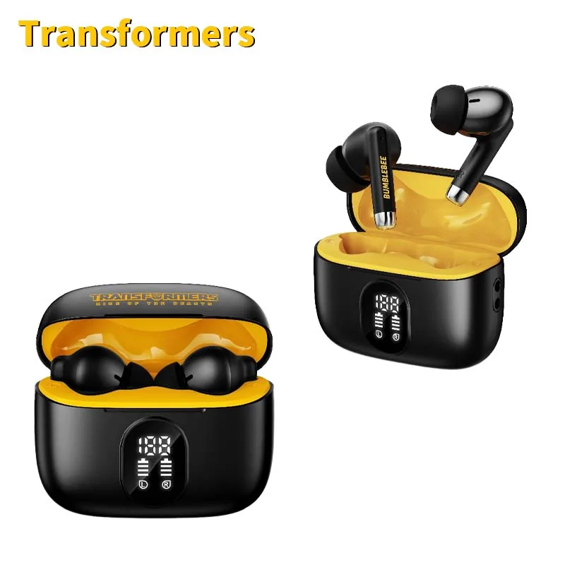 TRANSFORMERS TF-T50 Bumblebee Wireless Earphones Bluetooth 5.4 LED Digital Display HiFi Music Earbuds Low Latency Game Headphone