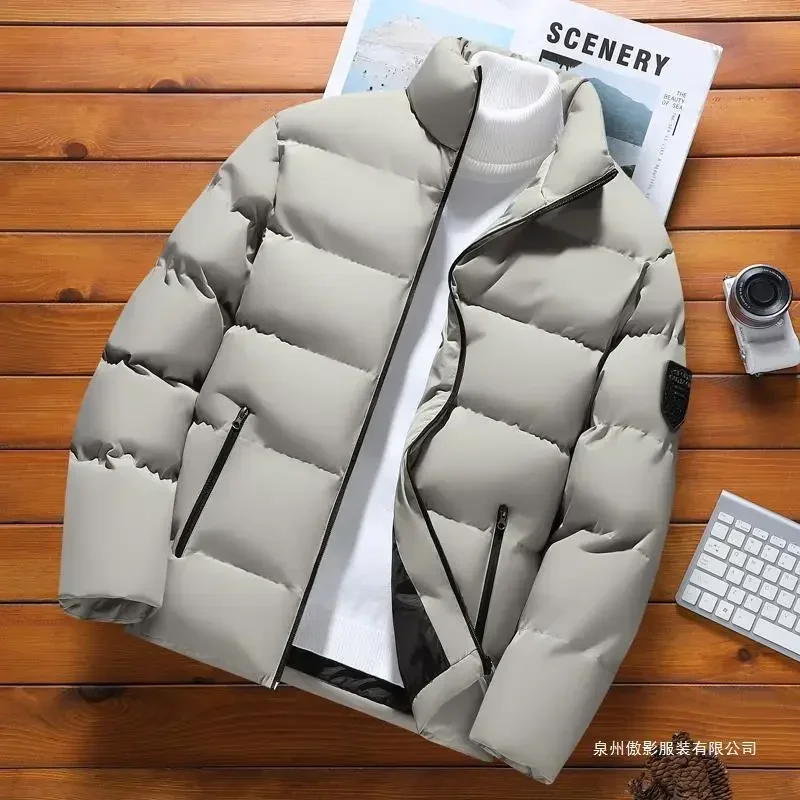 New Korean Parka Jacket Men Autumn Winter Cotton Padded Warm Thickened Man Fashion Stand Collar Clothing 2023 Puffer Coats Youth