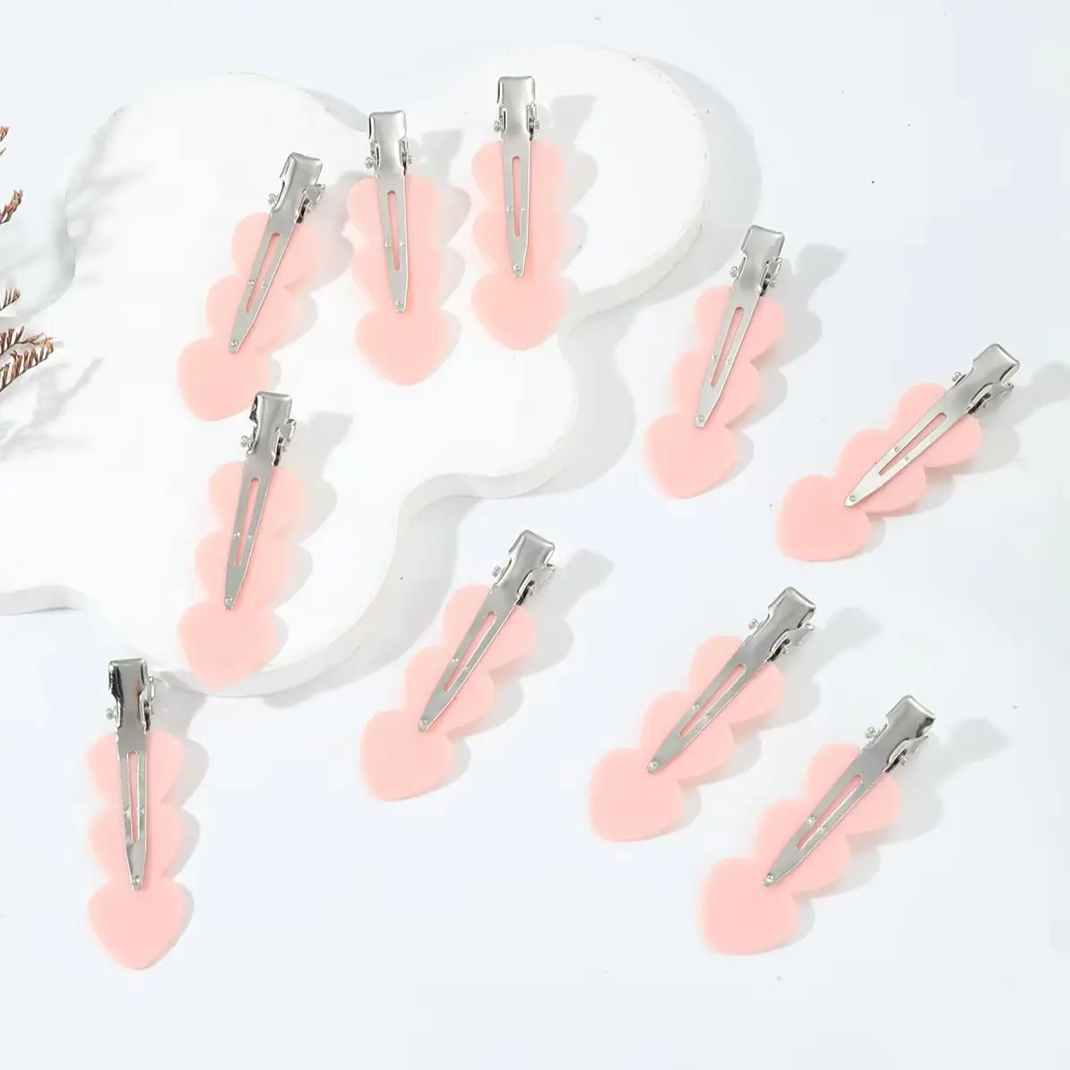 

10pcs tree shaped bangs clip, traceless hair clip, hair salon barber styling clip Special for real hair wigs