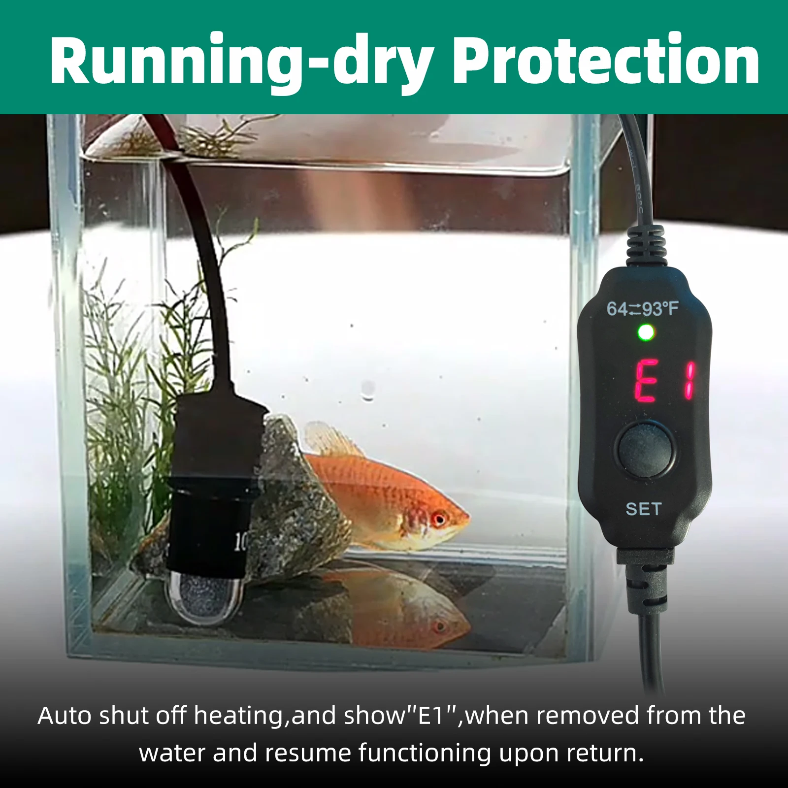 USB Adjustable 10W Mini Aquarium Heater Submersible Small Fish Tank Heater with LED Digital Display Thermostat Turtle Tanks Heat