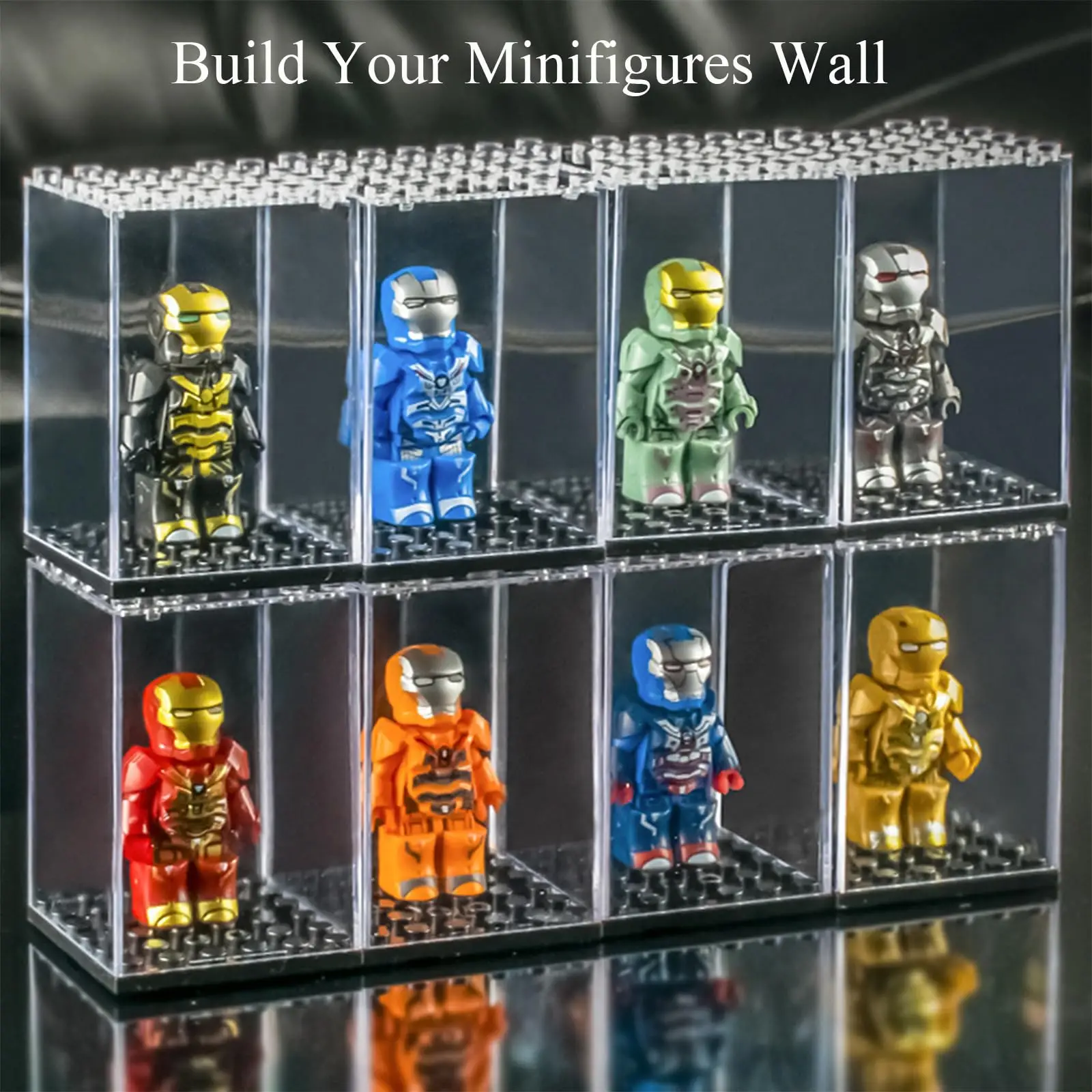 Minifigure Display Case, Acrylic Small Action Figure Toys Storage Case,Stackable Building Block Display Box for Action Figures