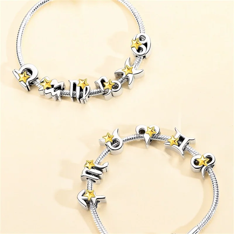 925 Sterling Silver 3 Types of Twelve Zodiac Charm Series Beads for Original 3mm 925 Bracelet DIY Making Women Jewelry Gifts view 2