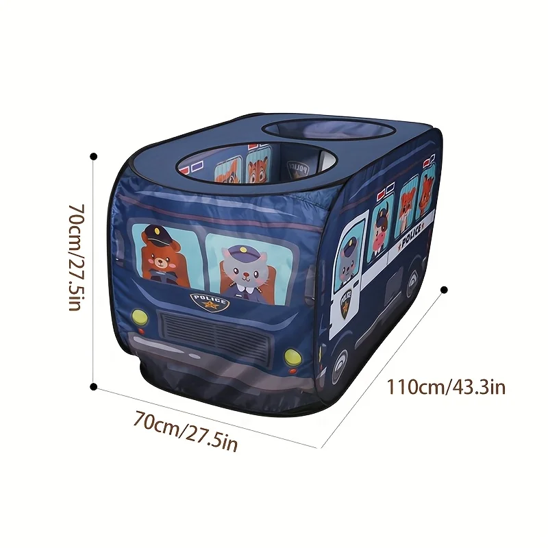 Tienda de juegos de autobús de dibujos animados para niños, tienda de juegos de tela interactiva para exteriores, tienda portátil ligera para niños con fácil almacenamiento