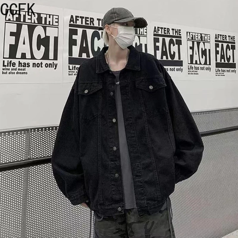 Hiphop cruz denim jaqueta feminina primavera outono lavado retro workwear jaqueta y2k casaco preto vintage casual topo goth bolso