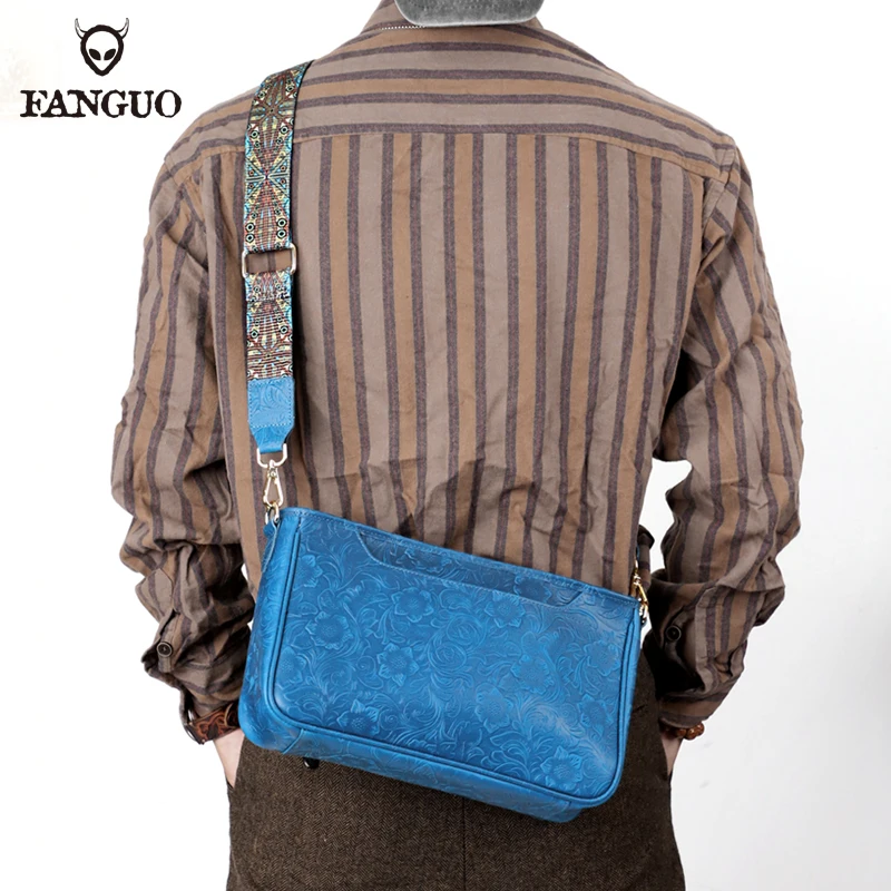 Genuine Leather Crossbody Shoulder Bag For Men Handmade Cowhide Messenger Bags Designer Handbag