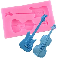 Violin Guitar Silicone Fondant Molds Cake Decorating Tools Kitchen Baking Candy Clay Cupcake Chocola