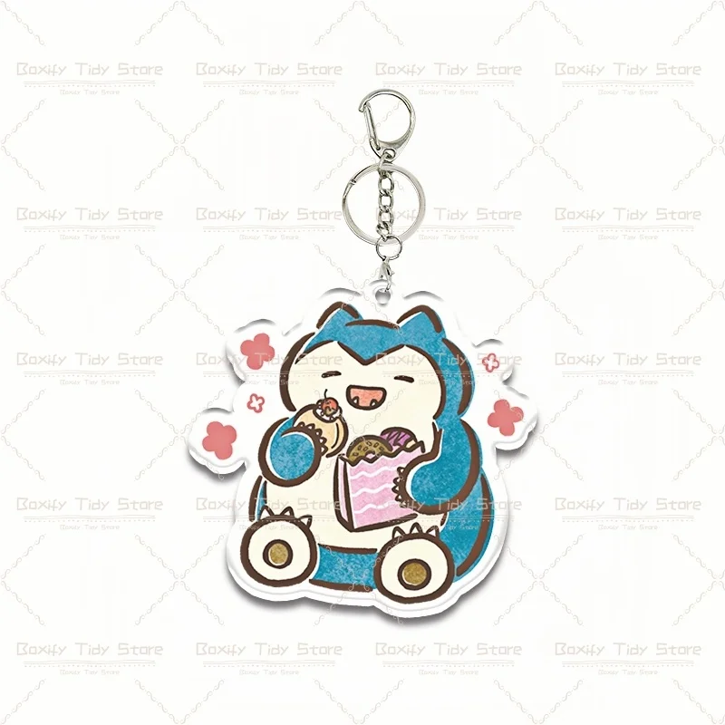 Anime Snorlax Piplup Eevee Bunnelby Transparent Acrylic Keychain Cute Cartoon Backpack Pendant Decor Gift Fashion Accessories