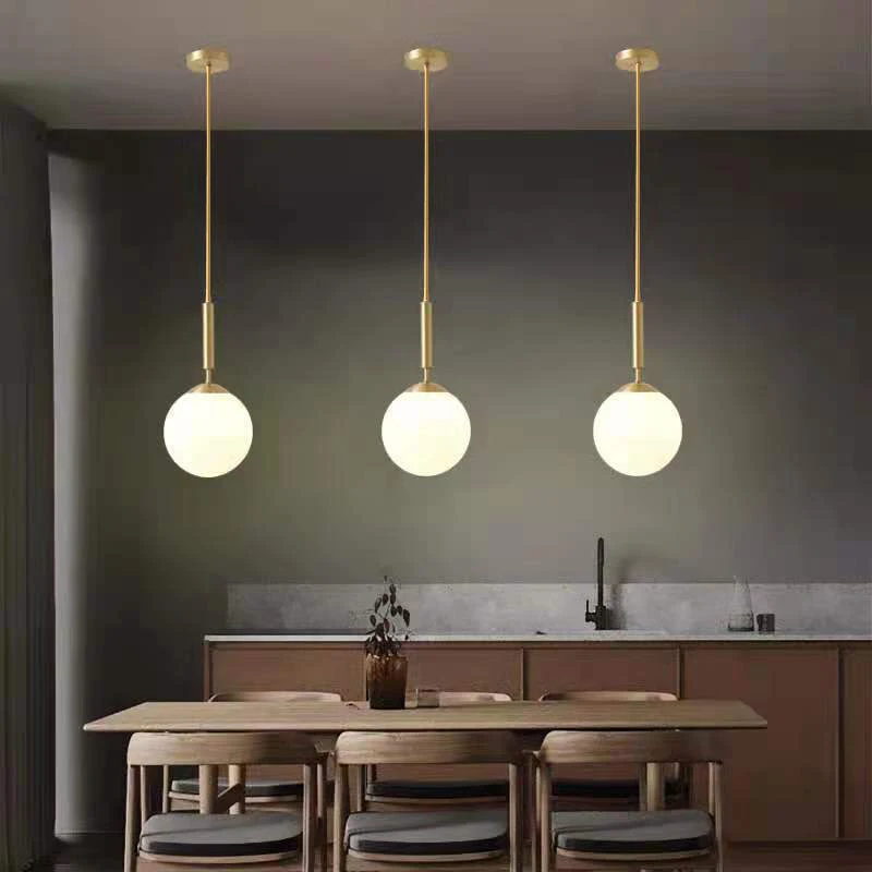 Nordic Pendant Hanging Teto Lights, Lâmpadas de bola de vidro minimalistas, Lâmpada de iluminação para viver, Quarto, Cabeceira, Sala de jantar