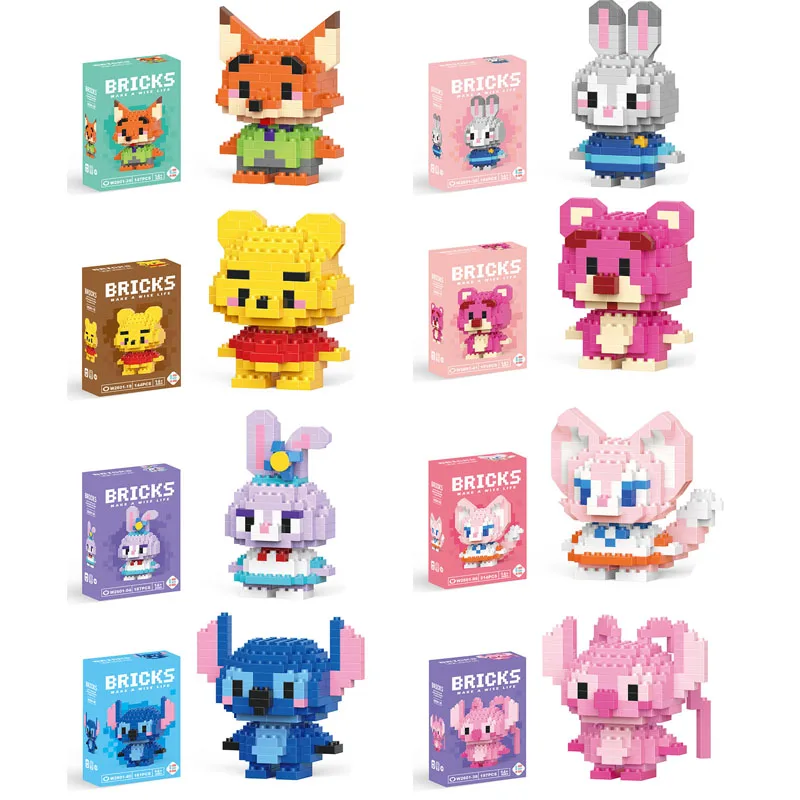 

Disney Stitch LinaBell StellaLou Building Blocks Cartoon Character Assembled Model building block Dolls Toys Children Gifts