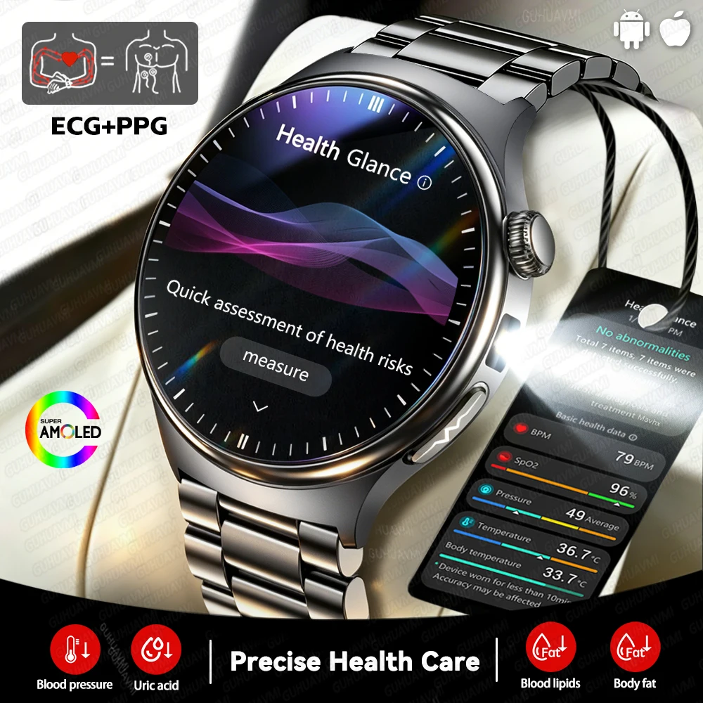 

2026New Precise Health Physical Examination Smart Watches ECG+PPG Blood Pressure Uric acid lipids BIM Sport Call Clock Men women
