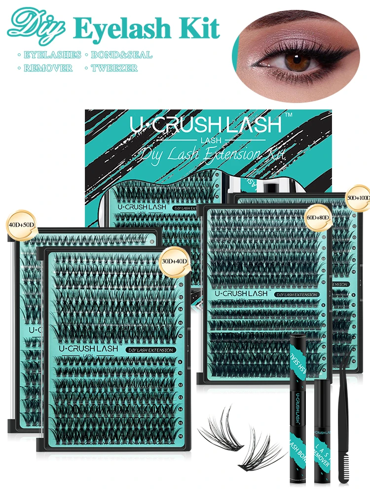 DIY まつげエクステンションキット 280 個 8-16 ミリメートルまつげクラスターつけまつげとまつげメイクアップツールボンドとシール & リムーバー
