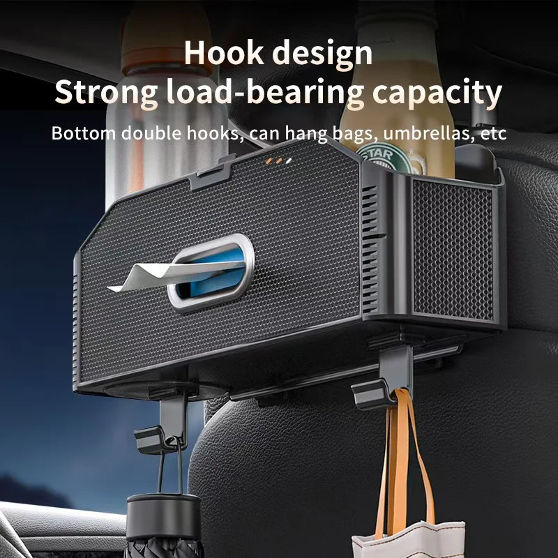 

Car Headrest Storage Box Leather Tissue Box Multifunctional Car Backseat Hook Organizer Holder Car Seat Back Storage Box