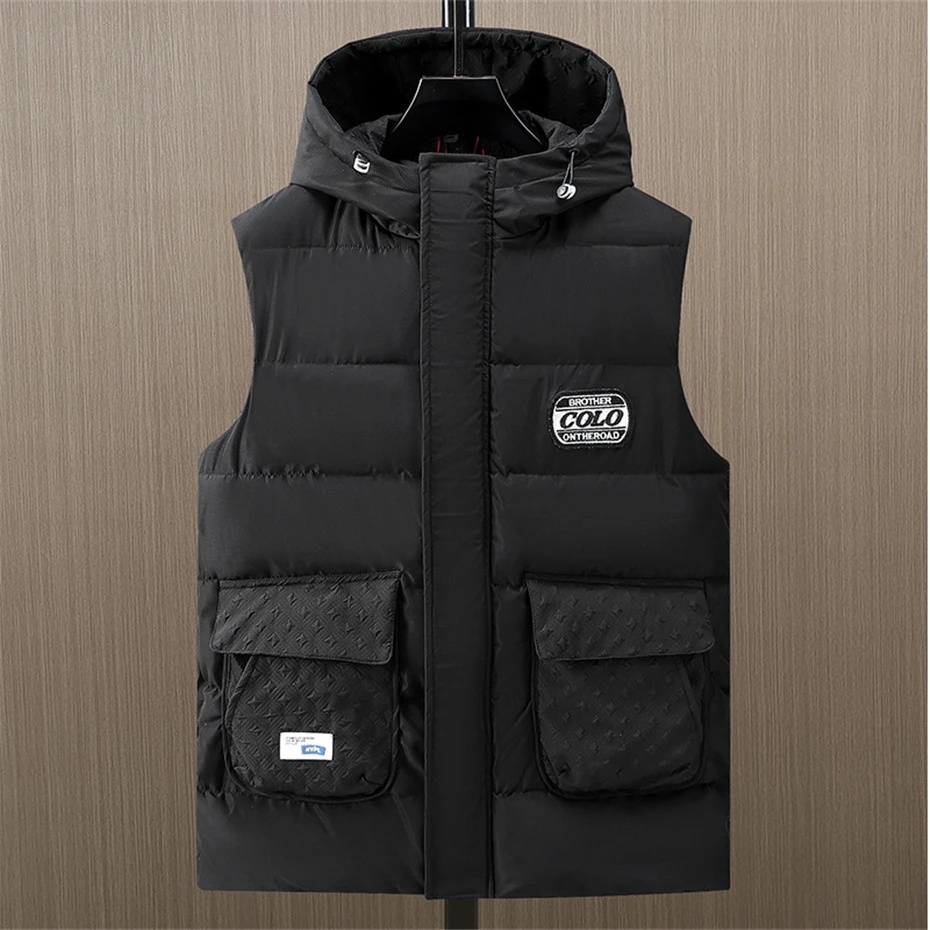 Winter Vests Men Thick Warm Vest Plus Size 10XL 12XL Fashion Casual Solid Color Black Vests Sleeveless Jacket Big Size 11XL