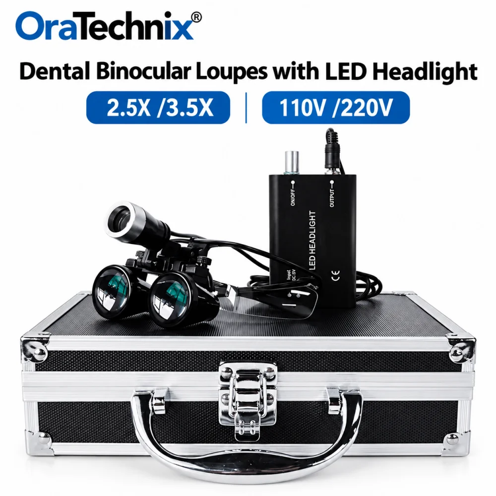 Dental Loupes Dental Magnifier Dental Lab Medical Loupes Magnification Binocular 2.5/3.5X Headlight Headlamp 3W with Box
