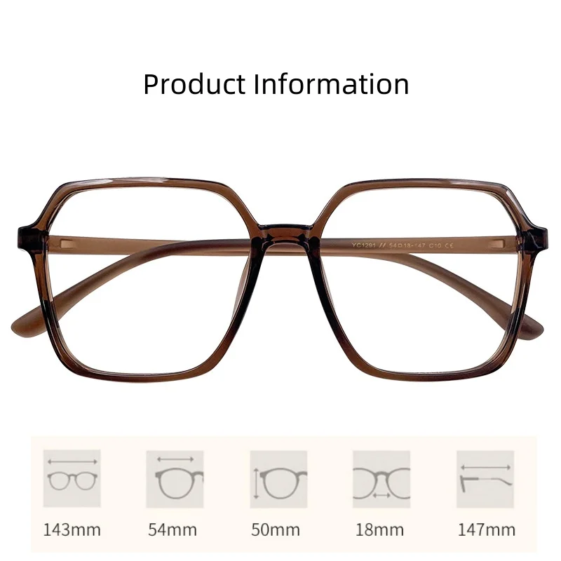 JAEVAR TR90 Eyeframe New Retro Polygonal Women's Frame Ultra Light Large Frame Optical Prescription Frame Male YC1291