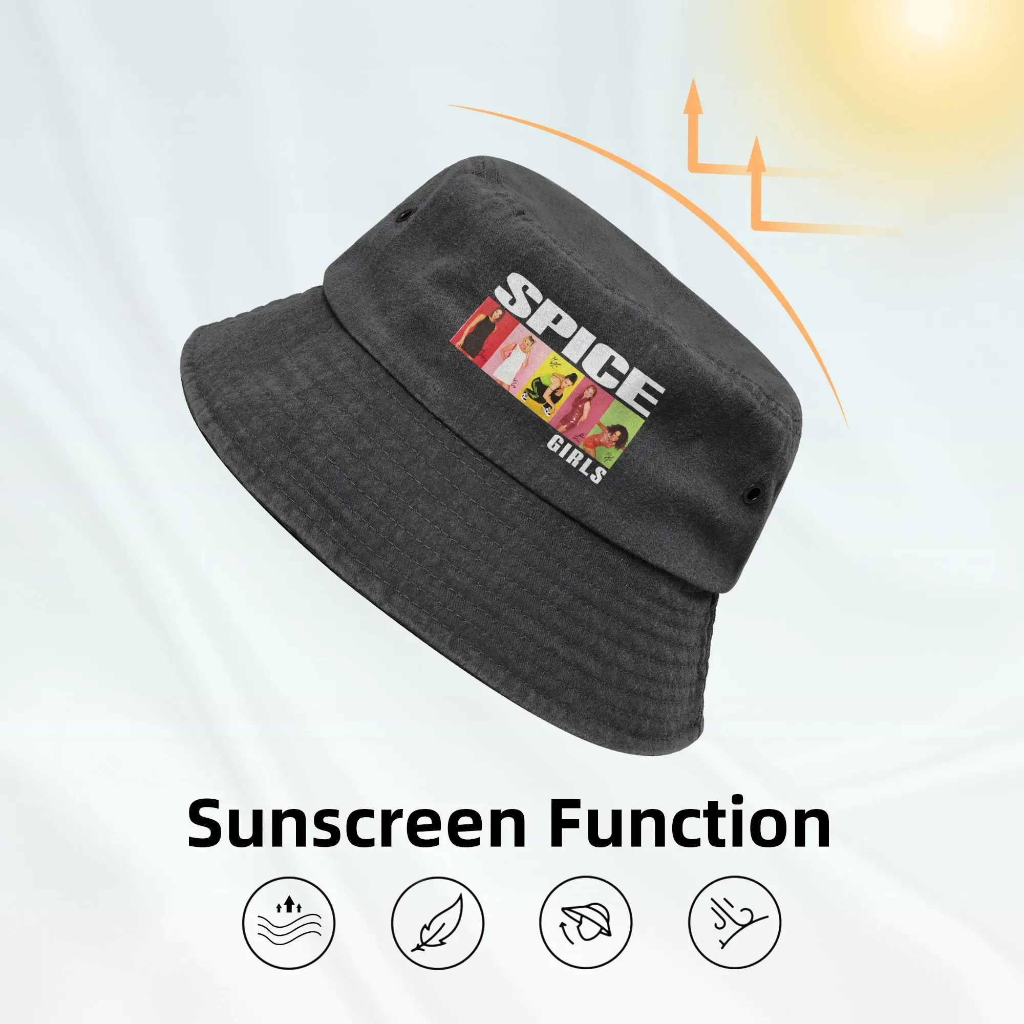 Spice Girls Tour Cotton Bucket Hats for Unisex Summer Vocation  Denim Bob Hat Fashion for Outdoor Sports