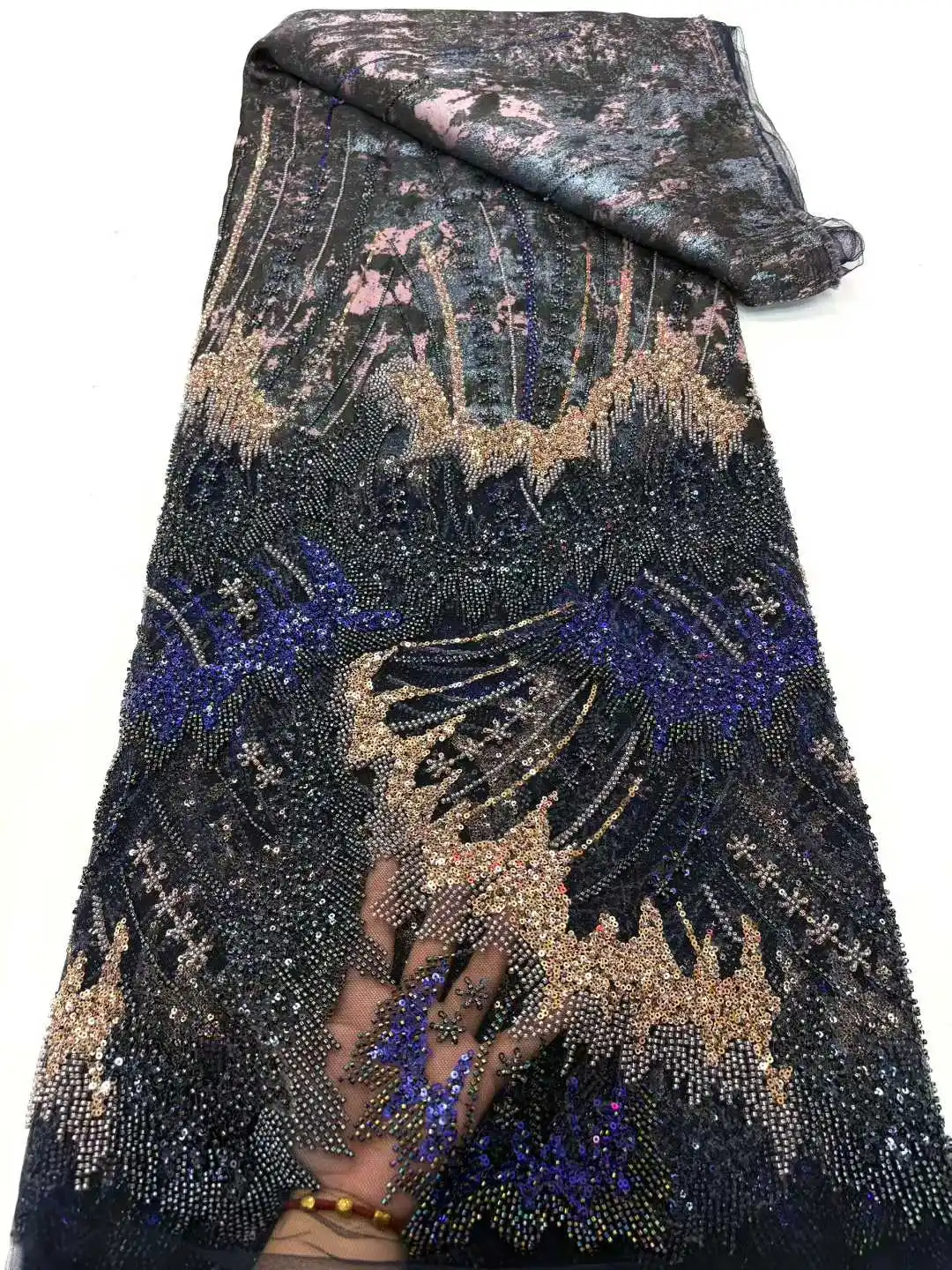 Luxo novo tecido de renda africano francês frisado 2025 alta qualidade bordado para vestido casamento feminino lantejoulas tecido renda 5 metros