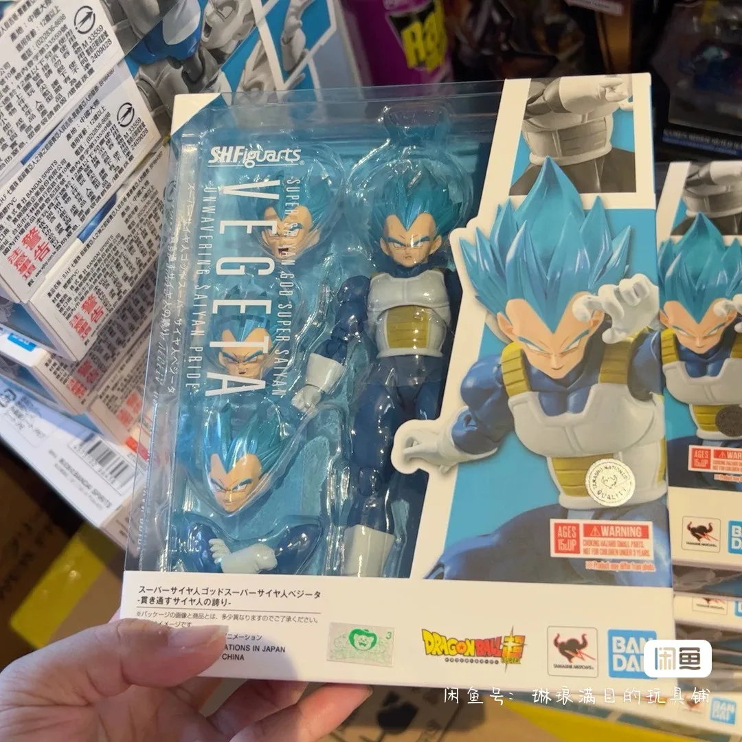 100% original bandai sh figuarts shf dragon ball vegeta figuras de ação de cabelo azul anime modelo figura coleção