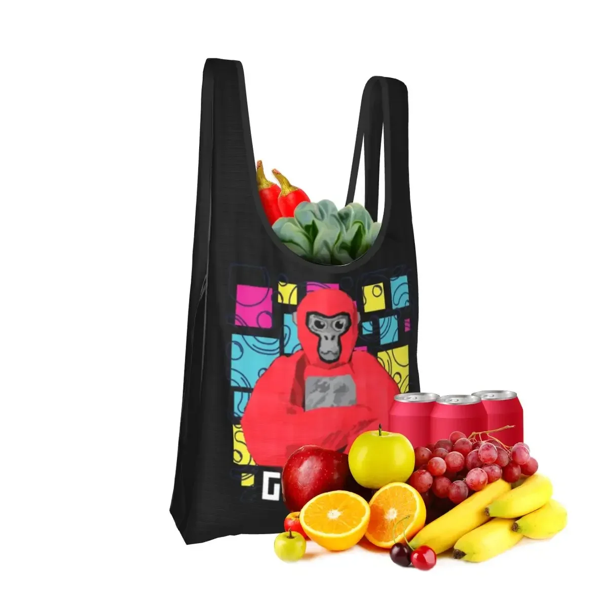 Gorilla Tag Cools Red Shopping Bag Portable Tote Bags Foldable Shoulder Shopper Bag Grocery Handbag