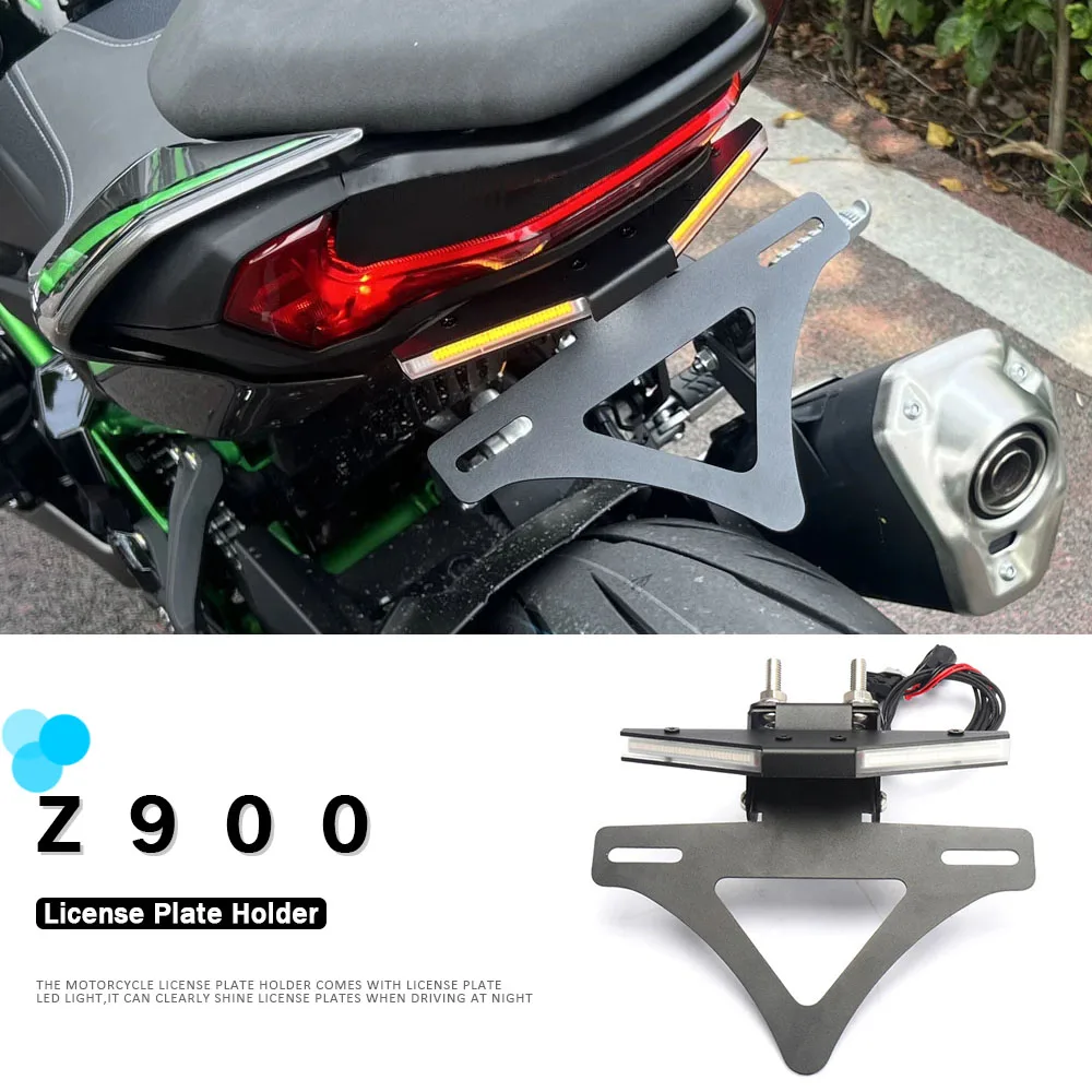 

Adjustable LED Turn Signal License Number Plate Frame Holder Bracket For Kawasaki Z 900 Z900 Motorcycle Accessories z900 2025