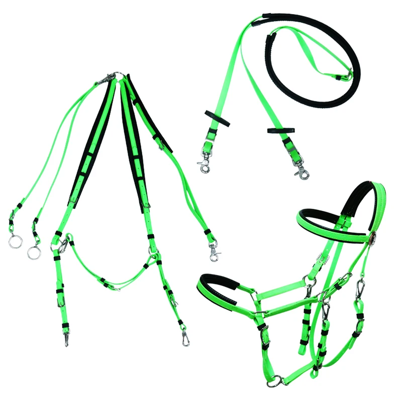 مجموعة ألواح صدرية على شكل سرج ورسن إنجليزي للفروسية من النايلون PVC لركوب الخيل من أجل التحمل مصنوعة من الجلد #4