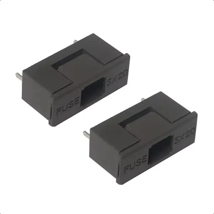 【20-5PCS】Mini Plastic Mounted 5*20mm Bayonet Type Fuse Holder With Cover Black Color PCB Terminal Foot distance 22mm