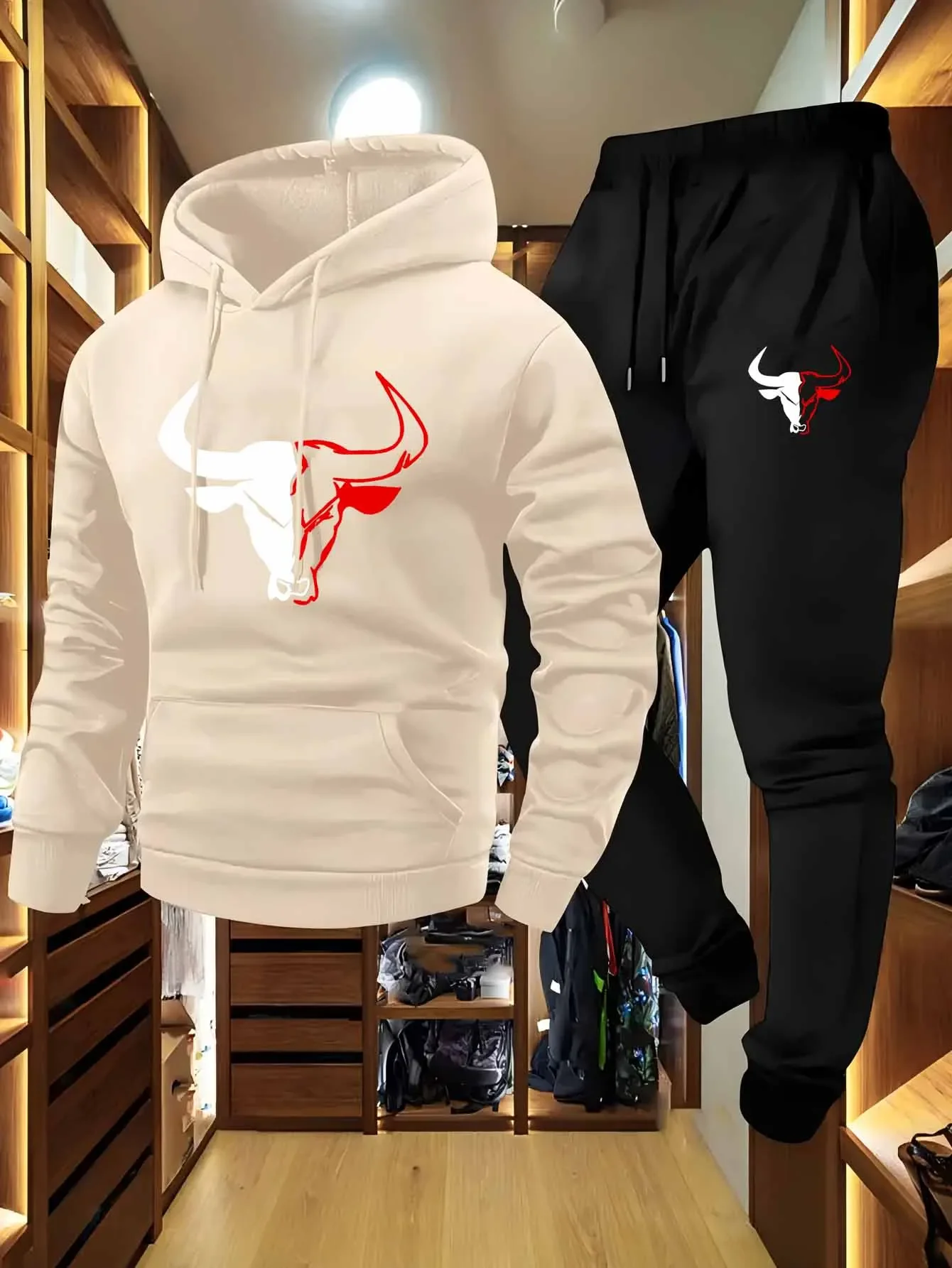 

Весенний новый мужской комплект из толстовки с капюшоном и длинных брюк, модный пуловер с длинными рукавами, мужской комплект спортивной одежды 2026