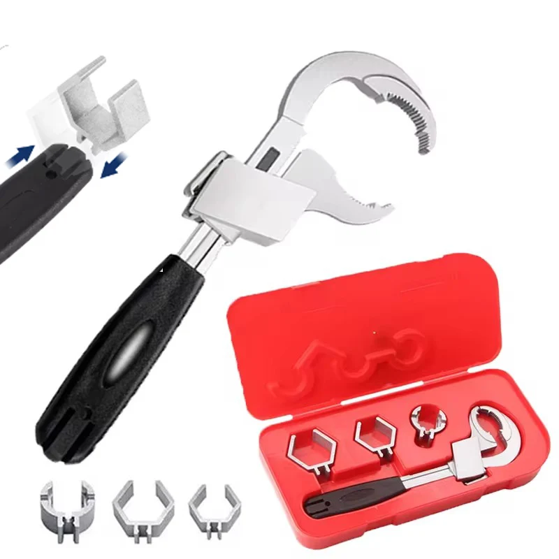 

Universal Adjustable Wrench Double-ended Multifunctional Bath Wrench Aluminium Alloy Open End Spanner Bathroom Repair Hand Tool