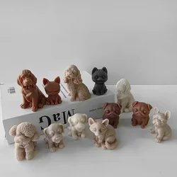 Cute Puppy Silicone Candle Mold Animal Pet Dog Candle Plaster Mold Handmade Soap Candle Making Supplies