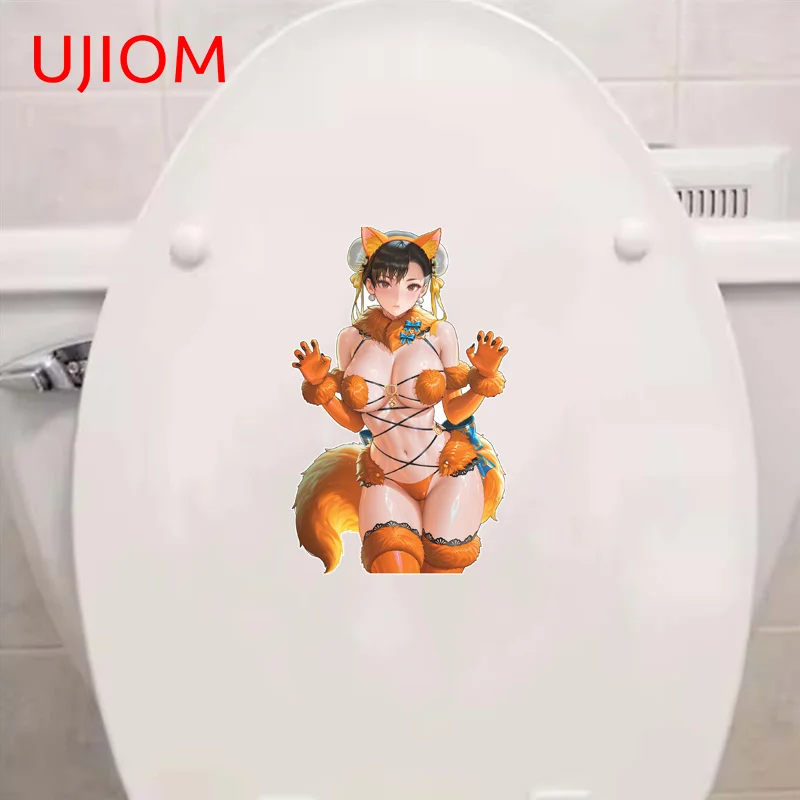 UJIOM Sexy Cat Ears Girl Chunli Pretty Waifu Wall Sticker Exquisite Tendy Seductive Attractive Edgy Decal DIY Decoration Chambre