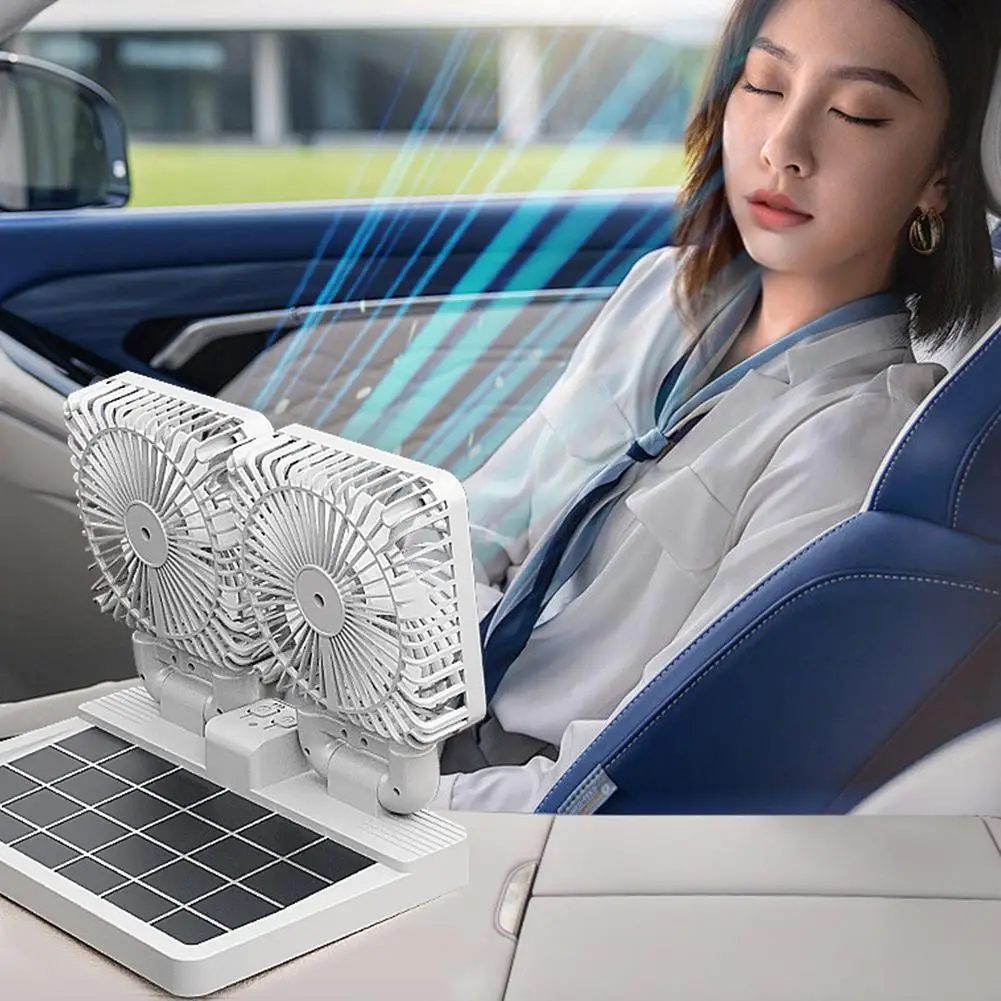 

24v Universal Interface Dual Mini Fan Solar Usb Powered Portable Car Fan For Trucks Car Interior Accessories D7z9